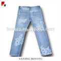 Wholesale flower printed denim jeans